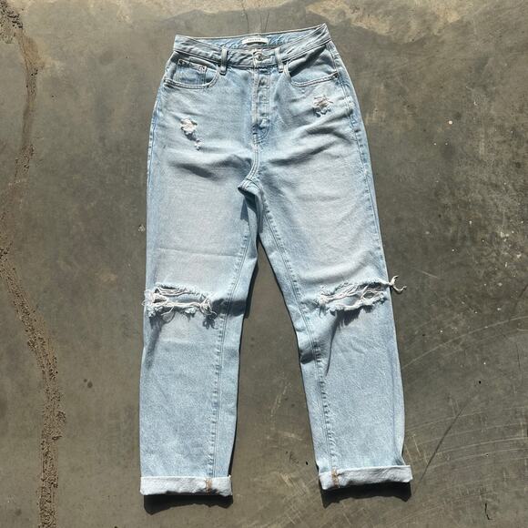 PacSun Denim - Pacsun Dad Jeans Women's Size 27 Light Blue Distressed Straight Cut Jeans